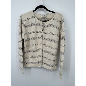 Vintage Cottagecore Multicolor Patterned Cardigan Knit Sweater Women’s Size M‎